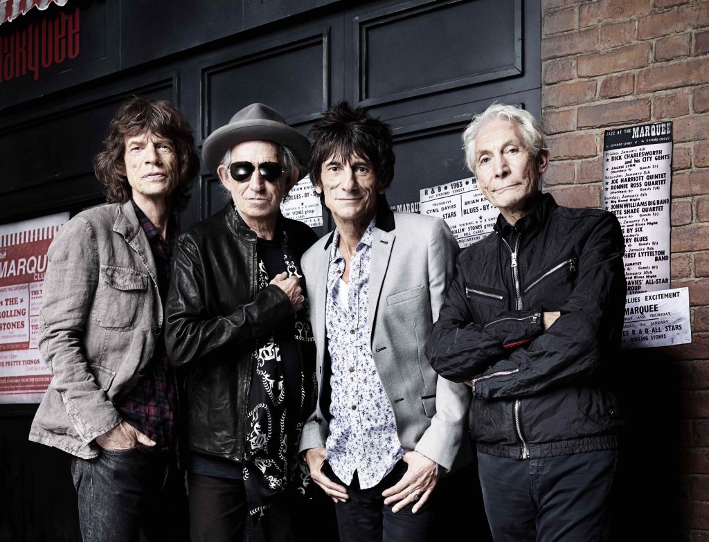 The Rolling Stones' Mick Jagger, Keith Richards, Ronnie Wood and Charlie Watts (L-R) pose in front of The Marquee Club in London in this handout photograph received by Reuters on July 11, 2012. The picture was taken by photographer Rankin to mark the fiftieth anniversary of the Rolling Stones' first ever live performance on July 12, 1962 at the iconic venue on London's Oxford Street. An exhibition of photos from Rolling Stones 50 will be held at London's Somerset House from July 13 to August 27. REUTERS/Rankin/Handout (BRITAIN - Tags: ENTERTAINMENT TPX IMAGES OF THE DAY) NO SALES. NO ARCHIVES. FOR EDITORIAL USE ONLY. NOT FOR SALE FOR MARKETING OR ADVERTISING CAMPAIGNS