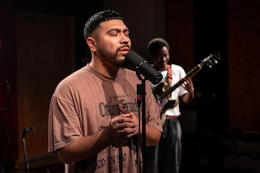 KUTX Artist of the Month, Vintage Jay, soundchecks in Studio 1A on Friday.