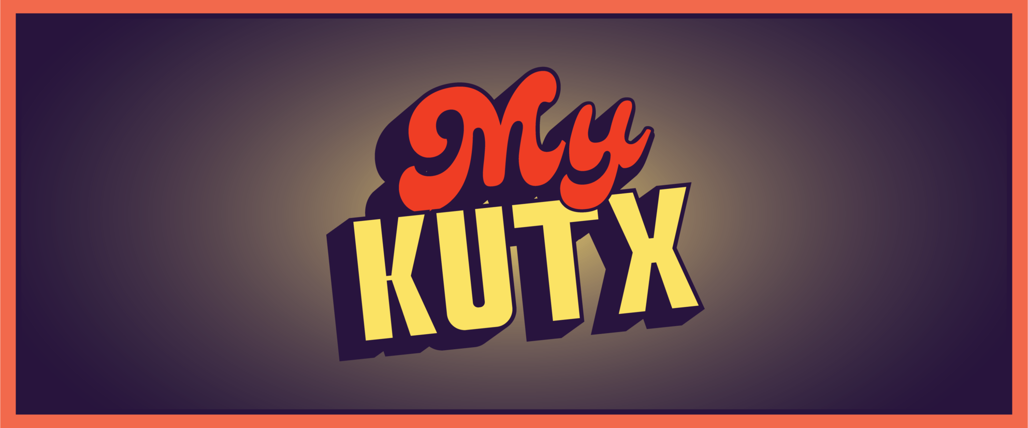My KUTX logo over gradient gray background with red edge